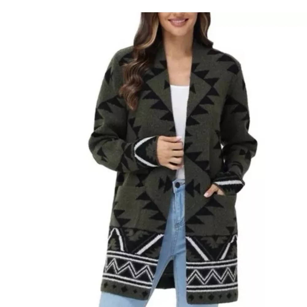 Frye Ladies' Patterned Cardigan Sweater Size Large.